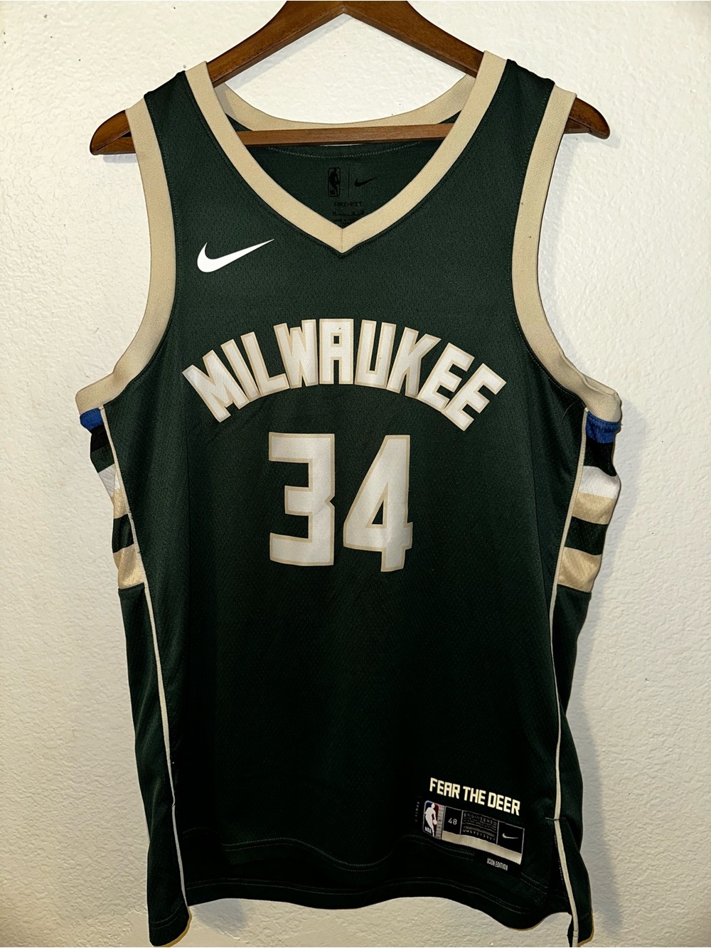 Nike Milwaukee Bucks #34 Giannis Antetokounmbo NBA Jersey Green Size Large